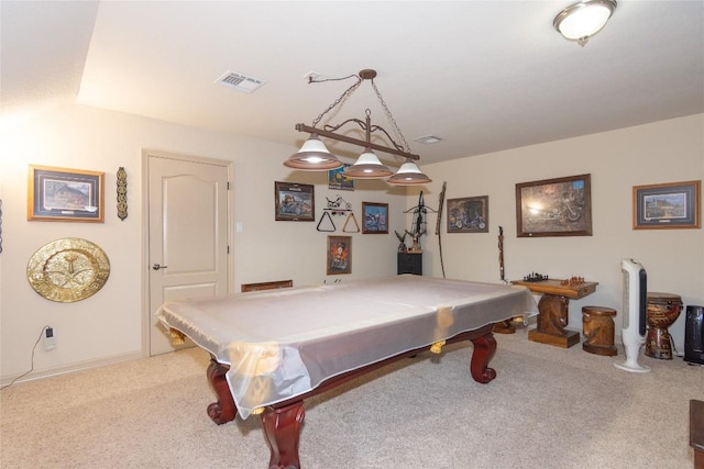 1265 Mourning Dove Ct, Salado, TX 76571 - game room featuring light carpet, billiards table, and baseboards