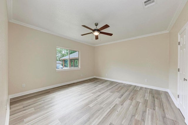 903 N Neans Dr, Austin, TX 78758 - empty room with a ceiling fan, light wood-type flooring, and crown molding