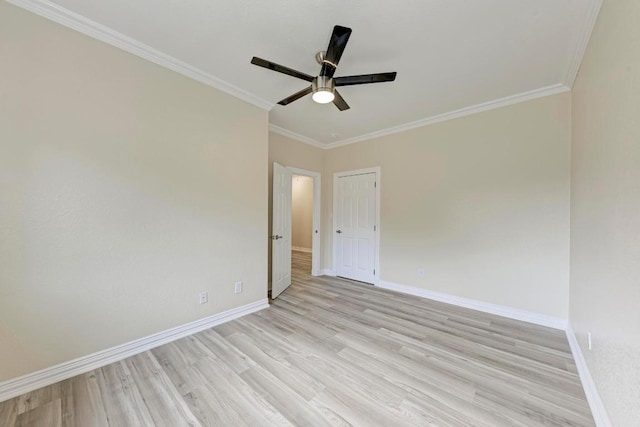903 N Neans Dr, Austin, TX 78758 - empty room with ceiling fan, light wood-type flooring, and ornamental molding