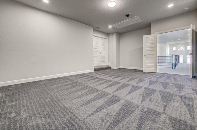 1916 Port Bari Ct, Leander, TX 78641 - carpeted spare room featuring baseboards, recessed lighting, and attic access