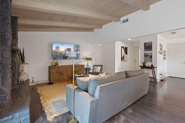 6610 Greensboro Dr, Austin, TX 78723 - living area with wood finished floors and wooden ceiling