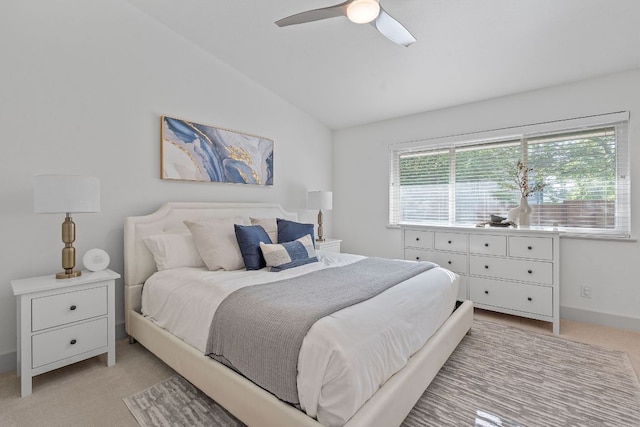 6610 Greensboro Dr, Austin, TX 78723 - bedroom with lofted ceiling, light colored carpet, and ceiling fan