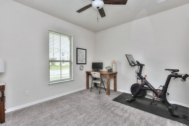311 Westfield St, Hutto, TX 78634 - exercise room featuring a ceiling fan and carpet floors