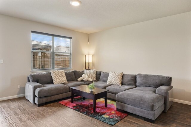 408 Rainmaker Ln, Bastrop, TX 78602 - living area with wood finished floors and baseboards