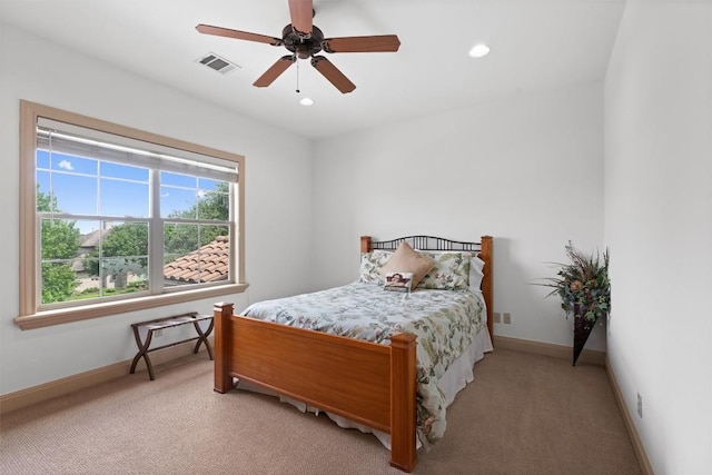 8212 Denali Pkwy, Austin, TX 78726 - bedroom with light colored carpet, recessed lighting, and ceiling fan