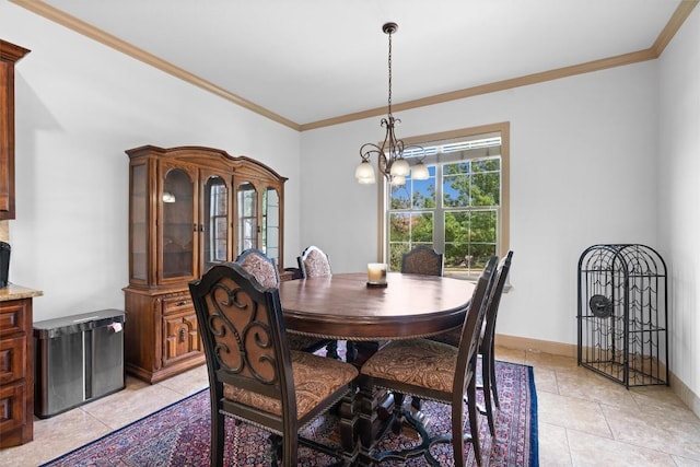 8212 Denali Pkwy, Austin, TX 78726 - dining area featuring a chandelier, crown molding, and light tile patterned floors