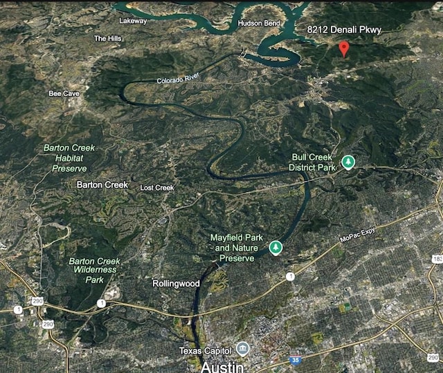 8212 Denali Pkwy, Austin, TX 78726 - aerial map of property and surrounding area