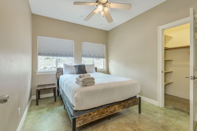 1608 Susan Dr, Austin, TX 78734 - bedroom with light colored carpet, baseboards, a ceiling fan, and a spacious closet