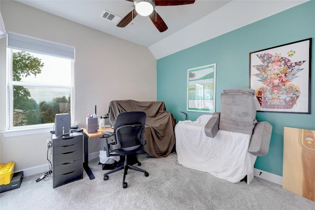 8414 Bowling Green Dr Unit 3, Austin, TX 78757 - carpeted office space featuring a ceiling fan and lofted ceiling