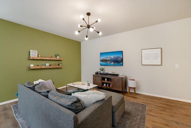 10204 Tildon Ave, Austin, TX 78754 - living room with a chandelier and wood finished floors