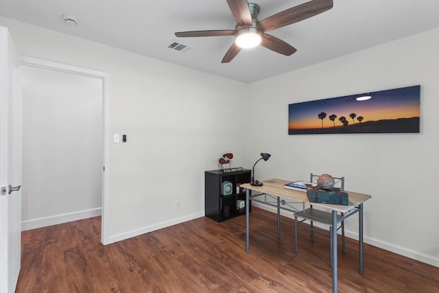 10802 Thicket Trl, Austin, TX 78750 - office space with wood finished floors, ceiling fan, and baseboards