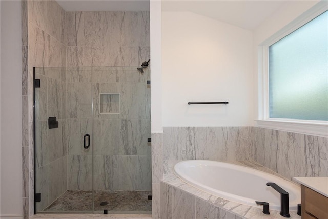 121 Split Oak Dr, Cedar Park, TX 78613 - bathroom with a garden tub, a shower stall, and vanity