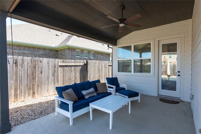121 Split Oak Dr, Cedar Park, TX 78613 - view of patio / terrace featuring a ceiling fan and outdoor lounge area