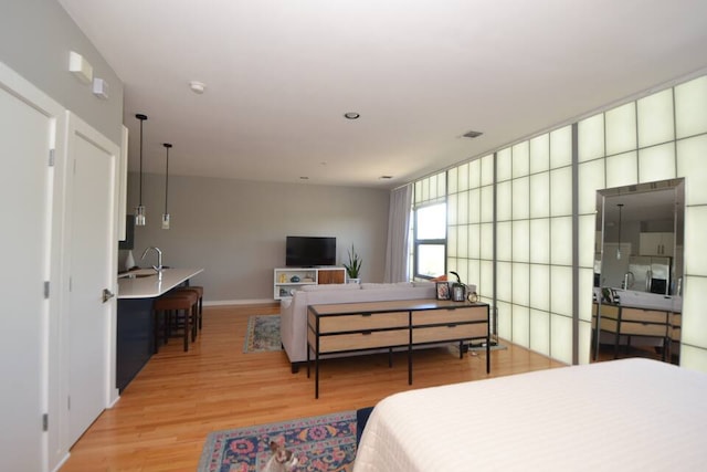 6000 S Congress Ave Unit 132, Austin, TX 78745 - bedroom featuring light wood-style floors and a sink