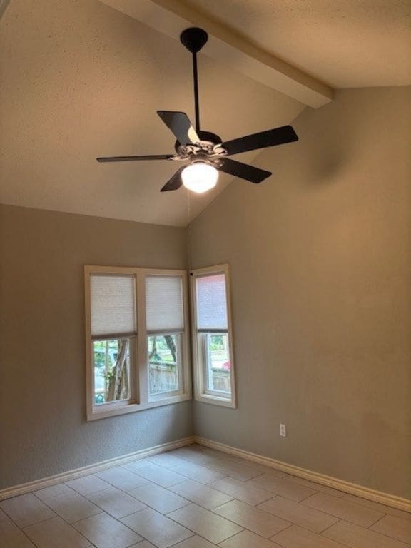 307 Quarry St, San Marcos, TX 78666 - empty room with plenty of natural light, ceiling fan, and light tile patterned floors