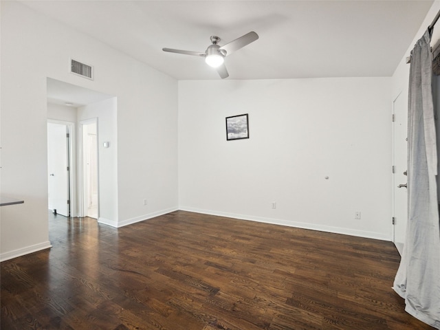 1503 W 9th St Unit 204, Austin, TX 78703 - spare room with ceiling fan, dark wood-type flooring, and baseboards