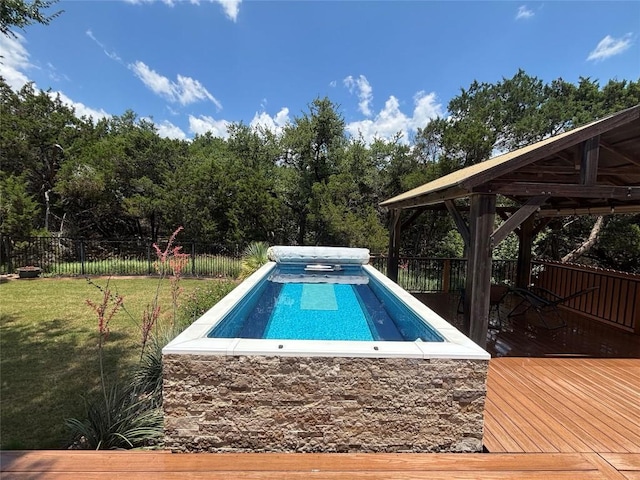 707 Mendocino Ln, Austin, TX 78737 - view of pool with a wooden deck, a gazebo, and area for grilling