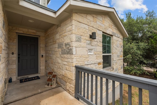 2612 American Dr, Lago Vista, TX 78645 - doorway to property with stone siding