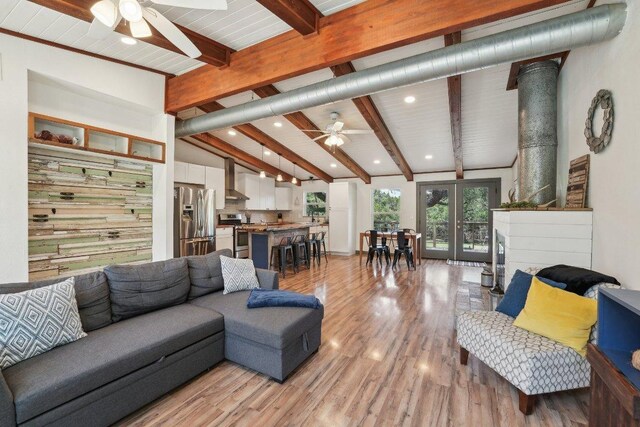 360 Little Barton Dr, Dripping Springs, TX 78620 - living area with ceiling fan, recessed lighting, and light wood-type flooring