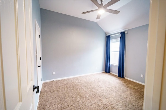 1118 Connemara Ln, Pflugerville, TX 78660 - unfurnished room featuring a ceiling fan, carpet, and vaulted ceiling