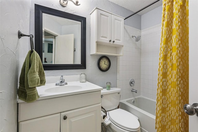 12320 Cedarspur Rd, Austin, TX 78758 - full bath with vanity, bathtub / shower combination, toilet, and a textured ceiling