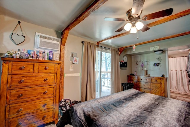 1162 N State Highway 95, Bastrop, TX 78602 - bedroom featuring a wall unit AC and a ceiling fan