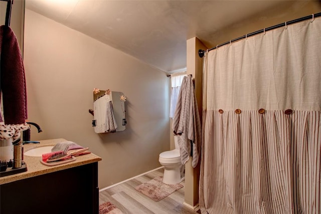 1162 N State Highway 95, Bastrop, TX 78602 - bathroom featuring wood finished floors, vanity, and a shower with shower curtain