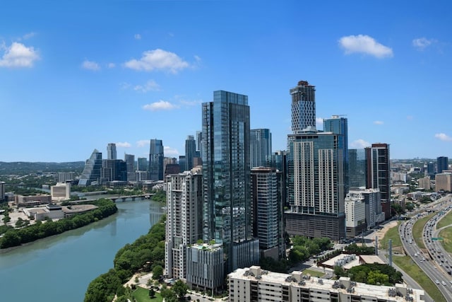 44 E Ave Unit 2910, Austin, TX 78701 - skyline view featuring a large body of water and a notable bridge