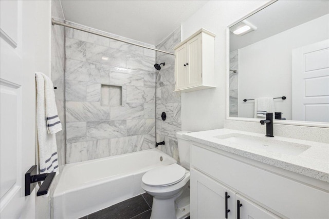 6102 Amber Pass, Austin, TX 78745 - bathroom featuring vanity, shower / bathtub combination, and toilet