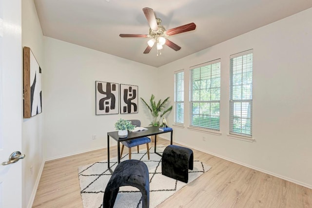 2701 Bolton St, Austin, TX 78748 - office featuring light wood-type flooring, baseboards, and a ceiling fan