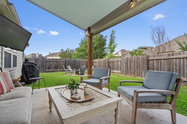 13625 Glen Creek Ct, Manor, TX 78653 - view of patio / terrace with an outdoor living space and grilling area