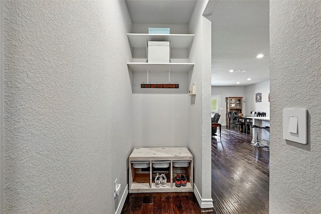 1304 Eagle Ridge Trl, Leander, TX 78641 - hallway featuring a textured wall, hardwood / wood-style floors, and recessed lighting