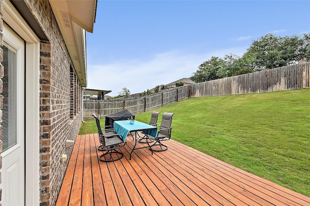 1304 Eagle Ridge Trl, Leander, TX 78641 - wooden terrace featuring a fenced backyard and outdoor dining space