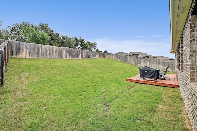 1304 Eagle Ridge Trl, Leander, TX 78641 - fenced backyard with a wooden deck