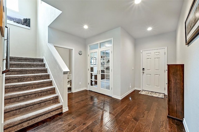 1304 Eagle Ridge Trl, Leander, TX 78641 - entryway featuring french doors, hardwood / wood-style flooring, stairway, and recessed lighting