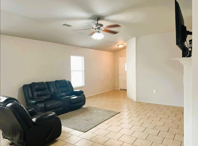 5105 Bantom Woods Bnd, Austin, TX 78724 - living room with a ceiling fan and light tile patterned flooring