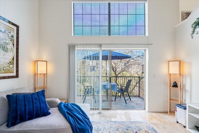 11203 Ranch Road 2222 1304, Austin, TX 78730 - bedroom with a high ceiling and access to exterior