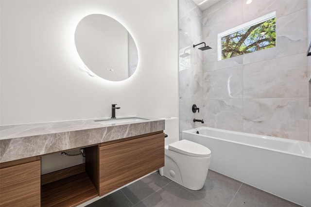 1305 Walnut Ave, Austin, TX 78702 - full bathroom with vanity, tile patterned flooring, toilet, and shower / tub combination