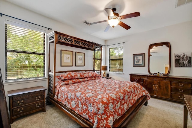 9912 Little Creek Cir, Dripping Springs, TX 78620 - bedroom featuring light colored carpet and ceiling fan