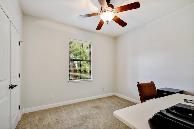 9912 Little Creek Cir, Dripping Springs, TX 78620 - carpeted home office with baseboards and ceiling fan