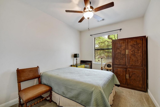 9912 Little Creek Cir, Dripping Springs, TX 78620 - bedroom featuring light colored carpet, baseboards, and ceiling fan