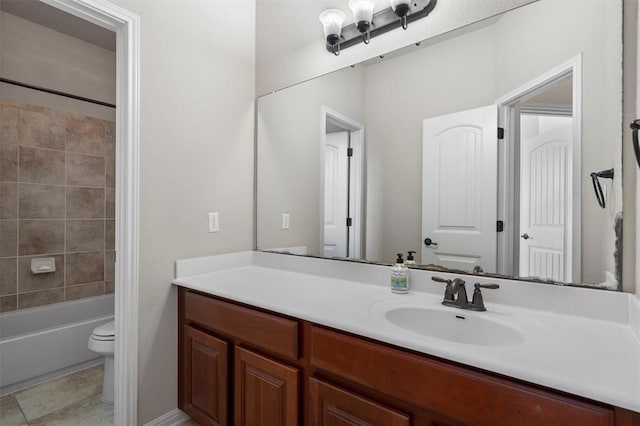 3904 Avery Woods Ln, Cedar Park, TX 78613 - bathroom featuring toilet, vanity, and washtub / shower combination