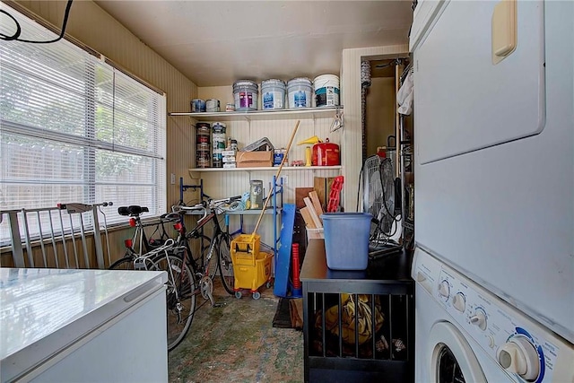 1706 Ridgemont Dr, Austin, TX 78723 - laundry area featuring stacked washer / dryer