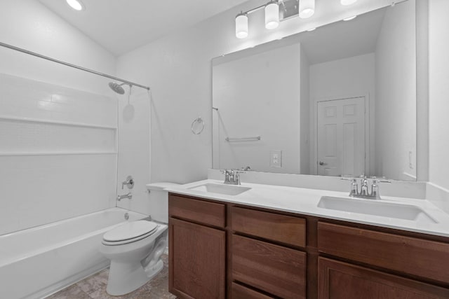 195 Azure Cv, Kyle, TX 78640 - bathroom with double vanity, shower / tub combination, and toilet