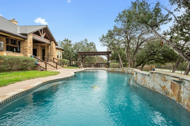 7617 Lazy River Cv, Austin, TX 78730 - view of swimming pool with a pergola and a patio
