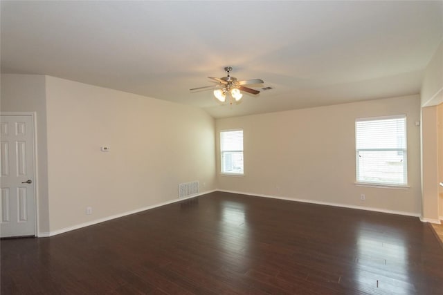 1811 Sand Creek Rd, Cedar Park, TX 78613 - unfurnished room with ceiling fan, baseboards, and dark wood finished floors