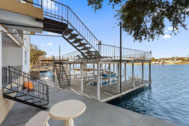 421 Yucca Dr, Kingsland, TX 78639 - dock area with stairs, a water view, and boat lift