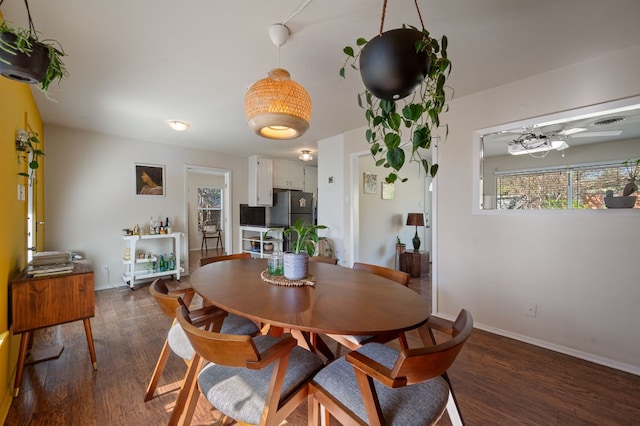 4701 Sylvandale Dr Unit 1, Austin, TX 78745 - dining area featuring dark wood finished floors and a ceiling fan
