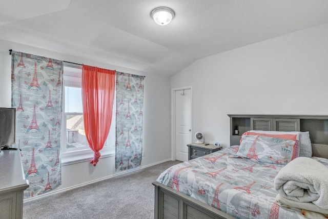 1062 Bowline Dr, Georgetown, TX 78633 - bedroom with vaulted ceiling, carpet floors, and baseboards
