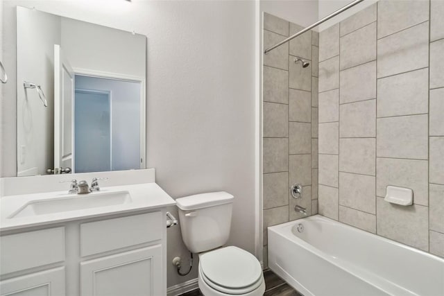 310 Spiny Lizard Ln, San Marcos, TX 78666 - bathroom with vanity,  shower combination, and wood finished floors